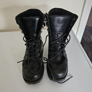 Harley-Davidson Black Leather Lace-Up Boots